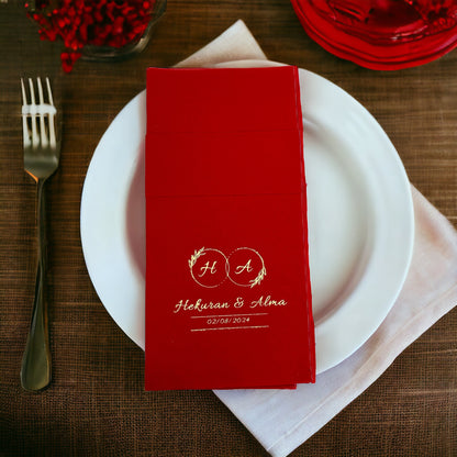 Personalized Pocket Wedding Napkins with Names and Letters