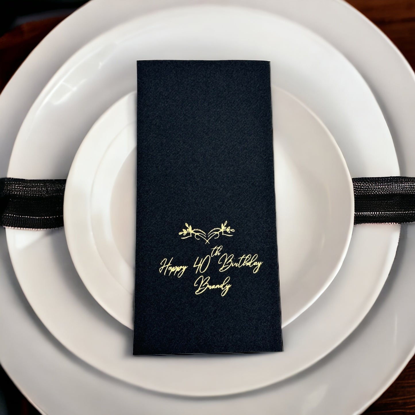 Bookfold Birthday Napkin, Linen Like, Personalized Napkins, Custom Birthday Napkin