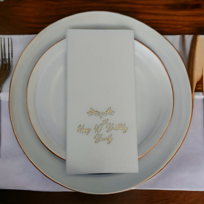 Bookfold Monogram Crown Birthday Napkin, Linen Like Custom Napkin