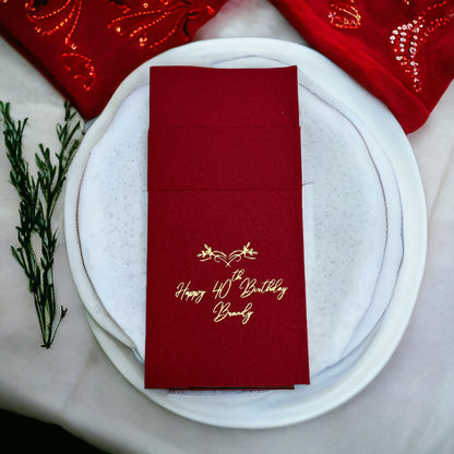 Pocket Birthday Napkin, Linen Like, Personalized Napkins, Custom Birthday Napkin