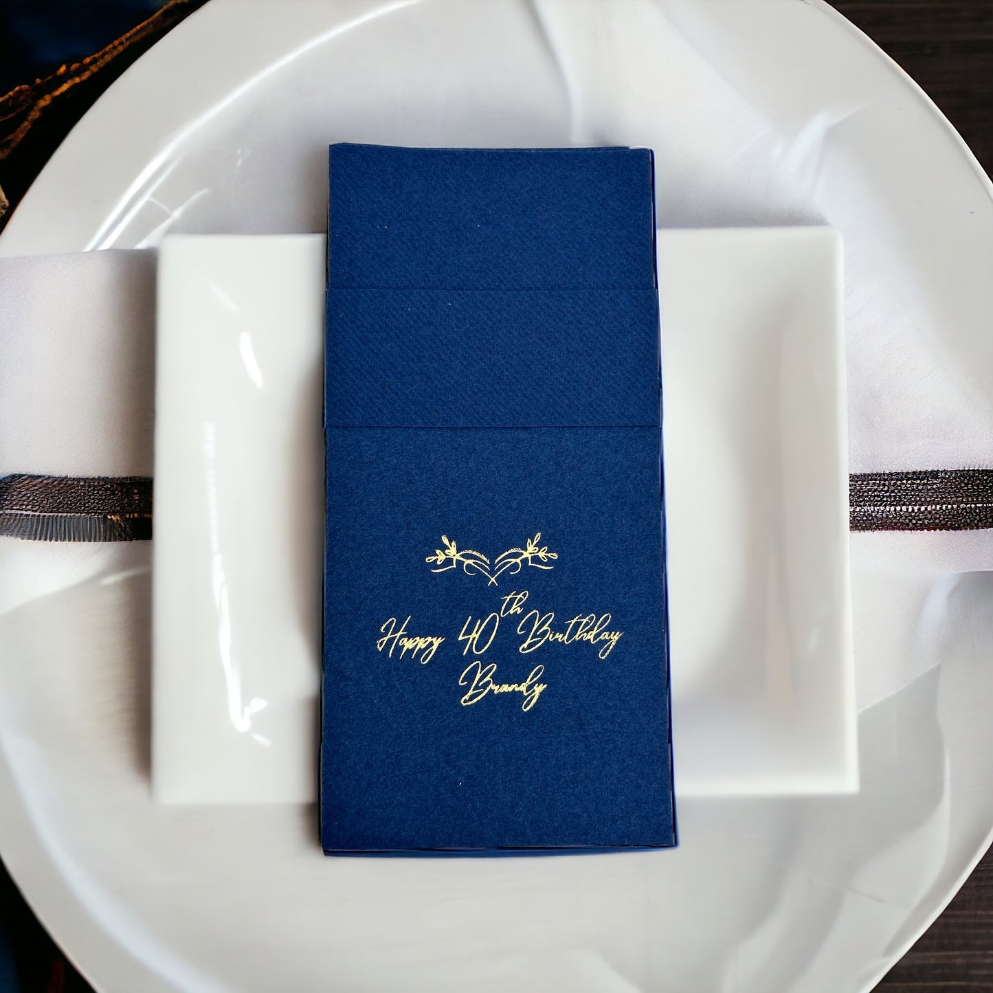 Pocket Birthday Napkin, Linen Like, Personalized Napkins, Custom Birthday Napkin