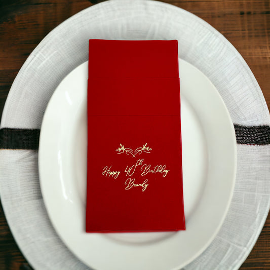 Pocket Birthday Napkin, Linen Like, Personalized Napkins, Custom Birthday Napkin