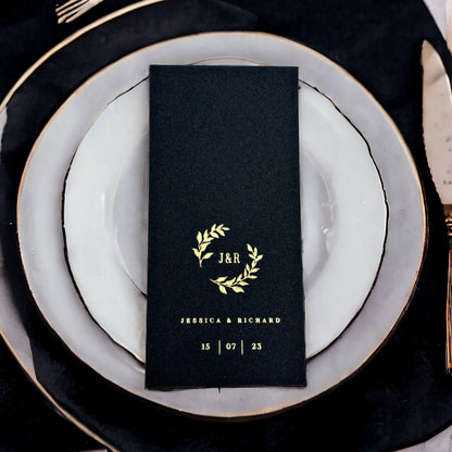 Personalized Wedding Napkins with Branch, Linen Like