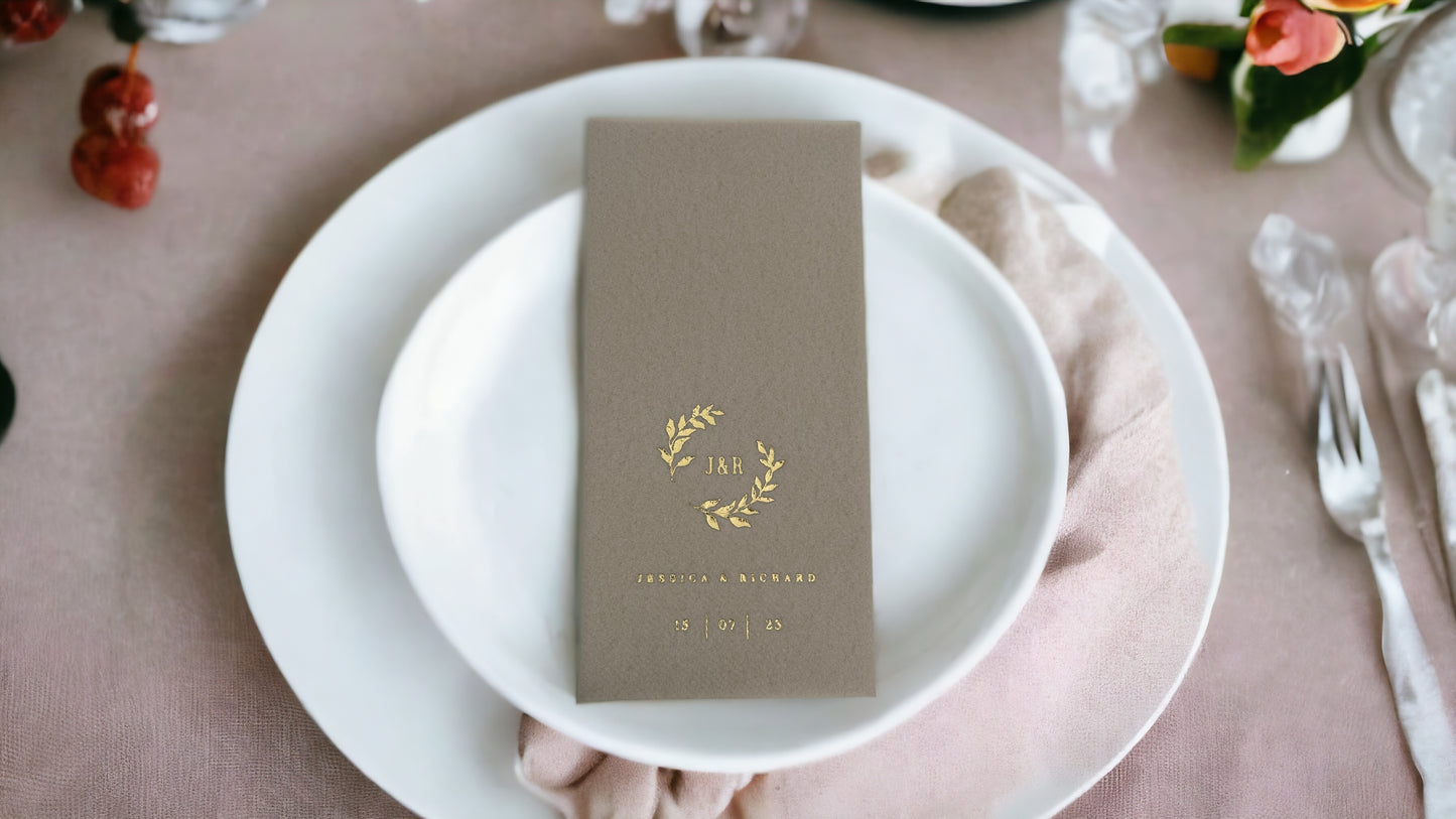 50 Pcs Personalized Wedding Napkins, Wedding, Fabric Textured and Feels Like Linen, Servietten Hochzeit, Service Napkin