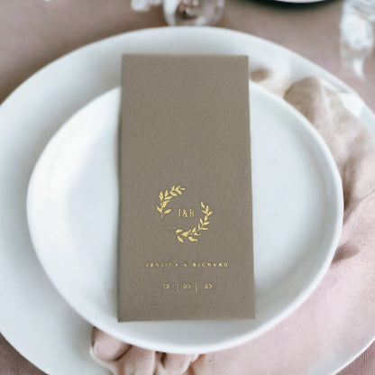 Personalized Wedding Napkins with Branch, Linen Like