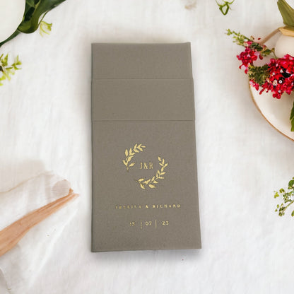 Personalized Pocket Wedding Napkins with Branch