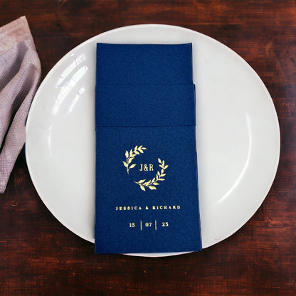 Personalized Pocket Wedding Napkins with Branch