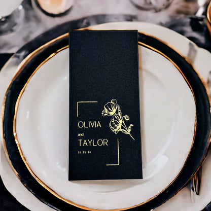 Book folded Name Personalized Wedding Napkins