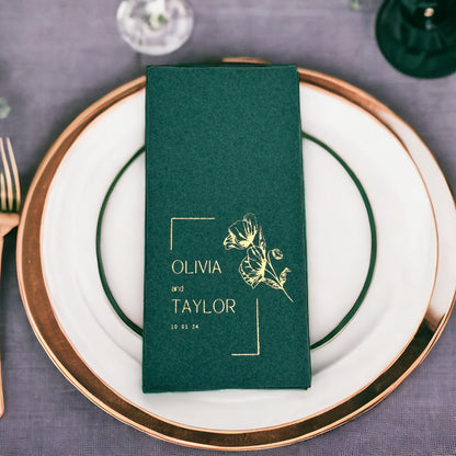 Book folded Name Personalized Wedding Napkins