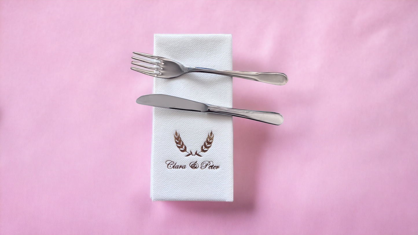 Bookfold CP Personalized Wedding Napkins, Wedding, Fabric Textured and Feels Like Linen, Servietten Hochzeit