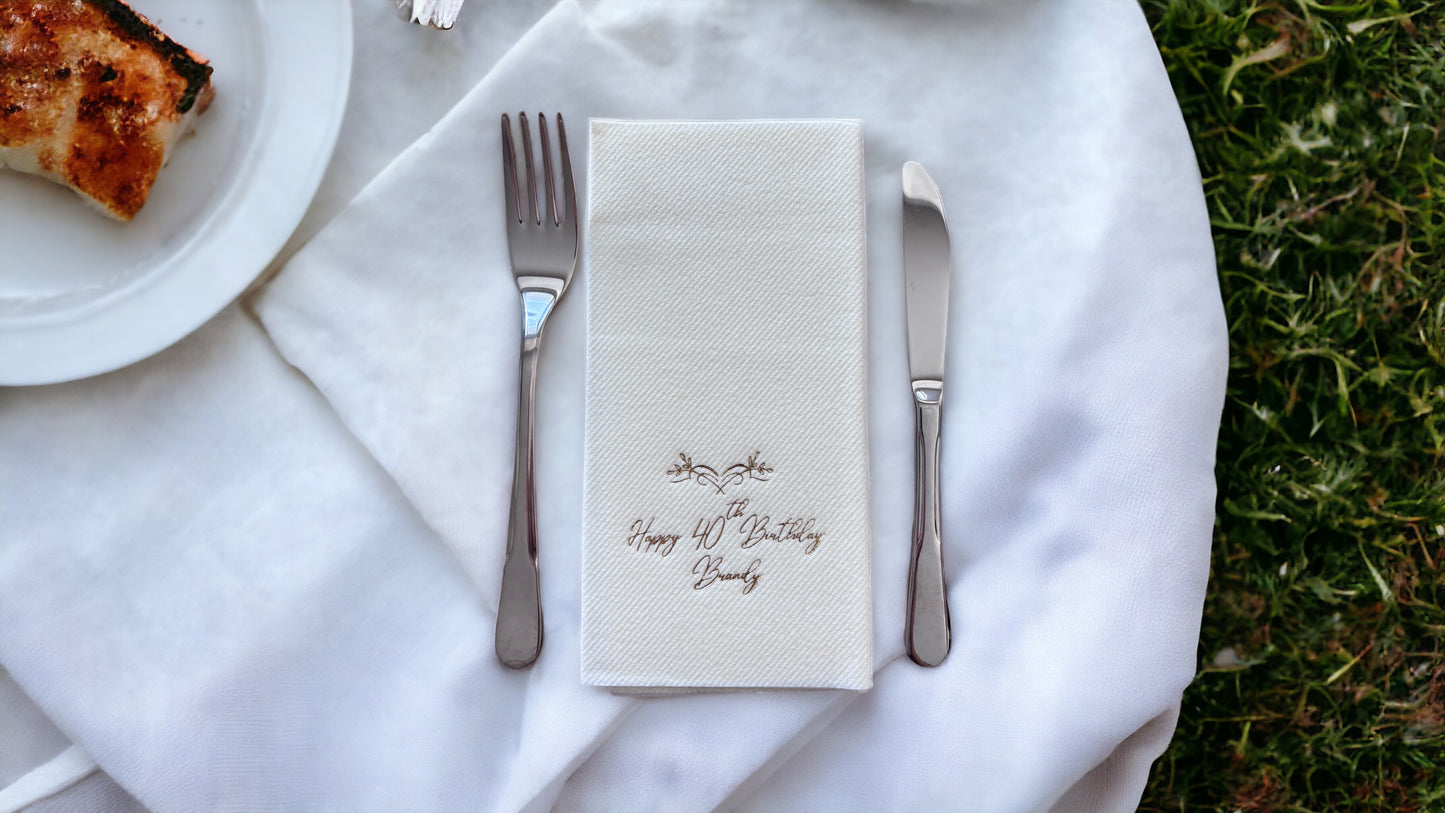 Pocket Birthday Napkin, Linen Like, Personalized Napkins, Custom Birthday Napkin