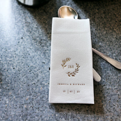 Personalized Wedding Napkins with Branch, Linen Like