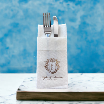 Personalized Pocket Wedding Napkins, Wedding, Feels Like Linen Monogram