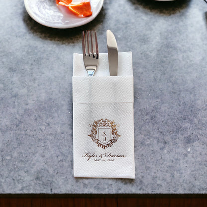Personalized Pocket Wedding Napkins, Wedding, Feels Like Linen Monogram