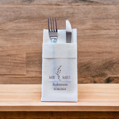 Personalized Pocket Wedding Napkins,MR MRS Wedding
