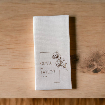 Book folded Name Personalized Wedding Napkins