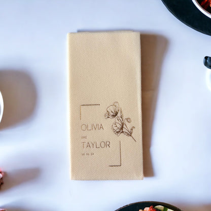 Book folded Name Personalized Wedding Napkins