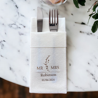 Personalized Pocket Wedding Napkins,MR MRS Wedding