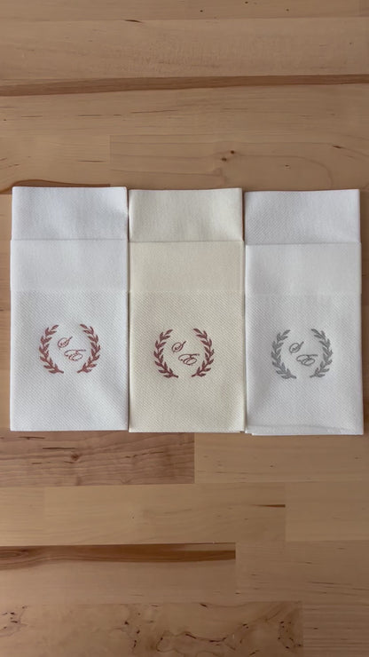 Personalized Wedding Pocket Napkins, with Letters and Branch