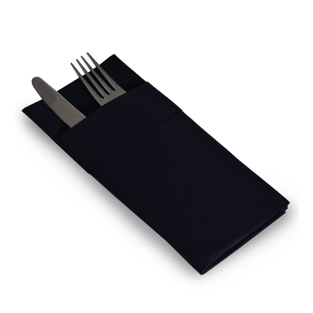 Black Airlaid Pocket Napkins (16″ x 16″) (40×40 cm) 50 PIECES