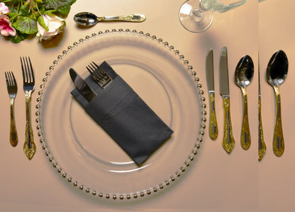 Black Airlaid Pocket Napkins (16″ x 16″) (40×40 cm) 50 PIECES