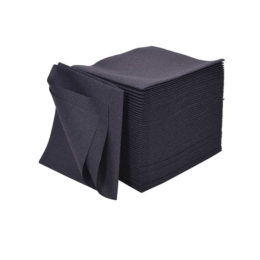 Black Linen-Feel Airlaid Bar Napkins (8″ x 8″) (20×20 cm) 100 PIECES