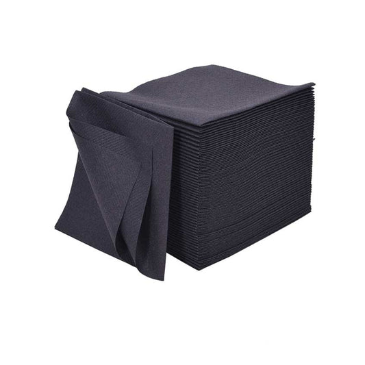 Serviettes de bar Airlaid au toucher lin noir (8″ x 8″) (20×20 cm) 100 PIÈCES