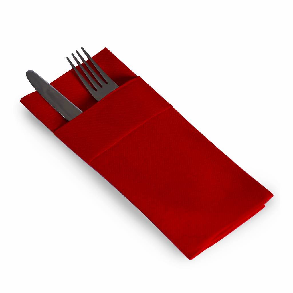 Red Airlaid Pocket Napkins (16″ x 16″) (40×40 cm) 50 PIECES