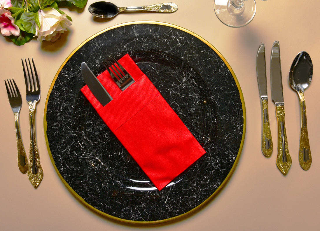 Red Airlaid Pocket Napkins (16″ x 16″) (40×40 cm) 50 PIECES