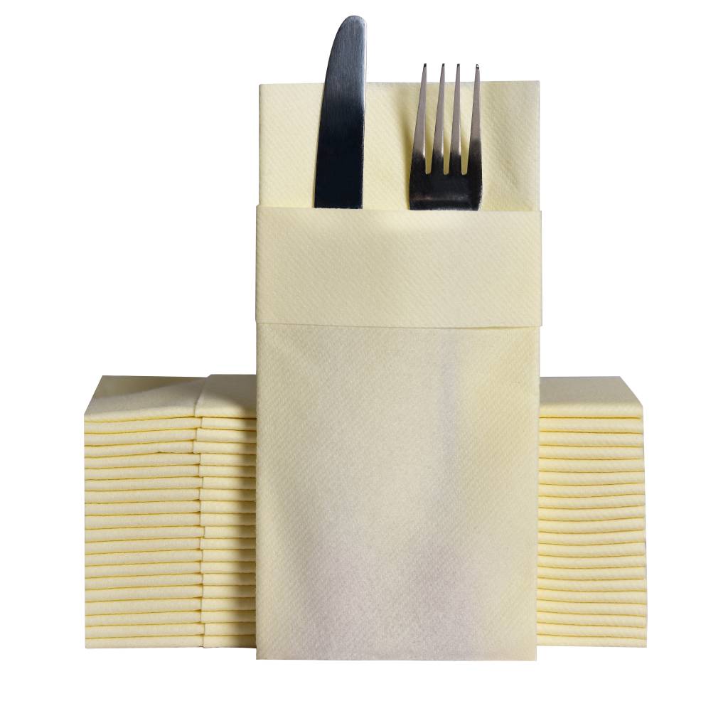 Ivory Airlaid Pocket Napkins (16″ x 16″) (40×40 cm) 50 PIECES